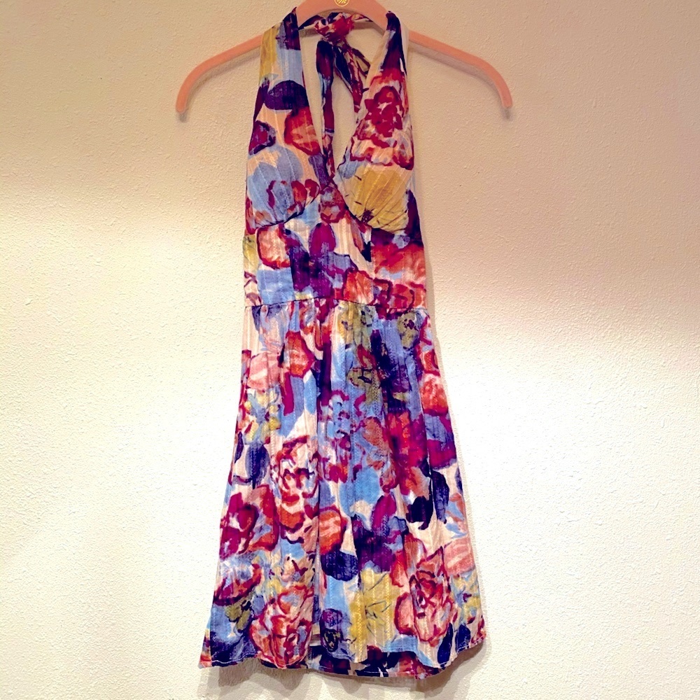 CHARLOTTE RUSSE FLORAL HALTER DRESS